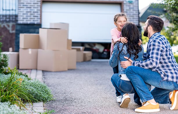 Happy Girl Moving with Family