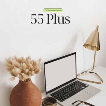 55 Plus real estate guide by Patricia Omishakin, Realtor – helping seniors downsize and find the right home in Middle Tennessee, shown with cozy neutral home office setup