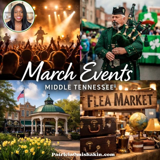March events in Middle Tennessee featuring concerts, St. Patrick’s Day celebrations, local festivals, and flea markets